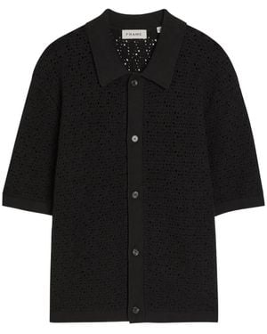 FRAME Pointelle-Knit Short-Sleeve Shirt - Black
