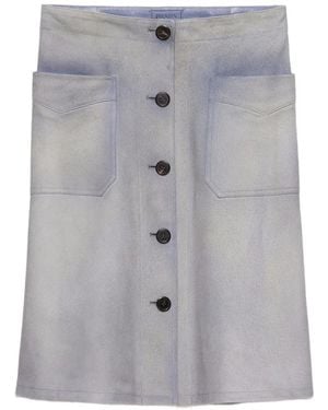 Prada Buttoned Suede Skirt - Grey