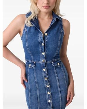 Guess Button-Up Mini Dress - Blue