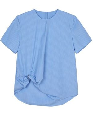 JNBY Pinstripe Pleated Blouse - Blue