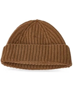 Aragona Ribbed-Knit Beanie Hat - Brown