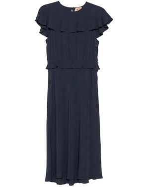 N°21 Ruffled-Trim Midi Dress - Blue