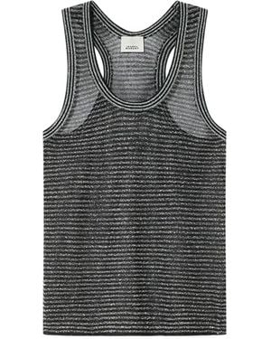 Isabel Marant Cevara Metallic Striped Top - Grey