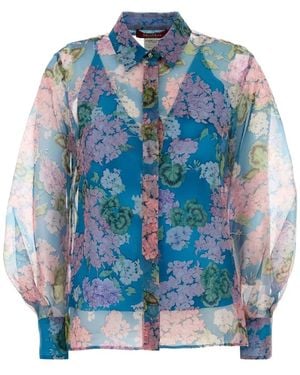 Max Mara Printed Organza Shirt - Blue
