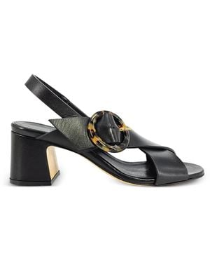 Madison Maison Buckle-Detail Slingback Leather Heeled Sandals - Black