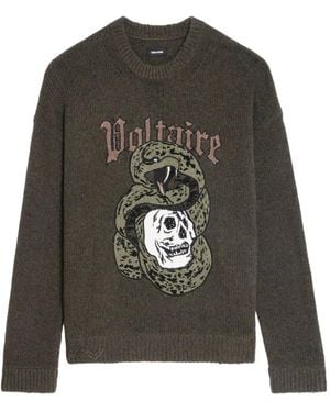 Zadig & Voltaire Marko Snake-motif Jumper - Green