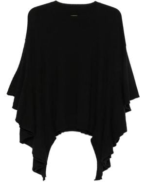 Uma Wang Ruffled Cape-Sleeve Jumper - Black