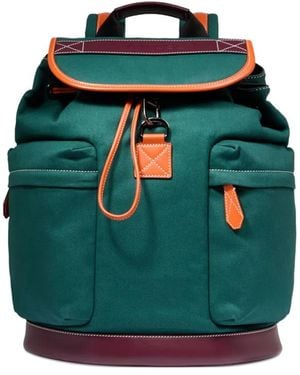 Lancel Escapade Drawstring Leather-Trimmed Backpack - Green