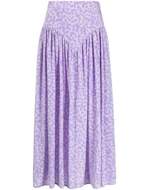 Stella McCartney Pleated Silk Midi Skirt - Purple