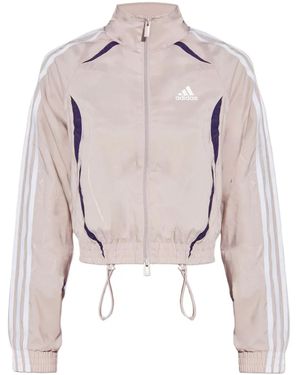 adidas Three-Stripe Cropped Track Jacket - Pink