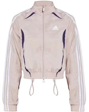 adidas Three-Stripe Cropped Track Jacket - Pink
