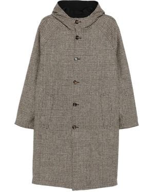 KIRED Hooded Houndstooth Coat - Grey