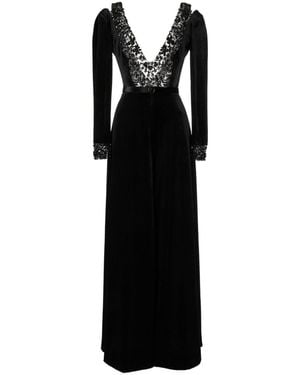 Saiid Kobeisy Beaded Velvet Wide-Leg Jumpsuit - Black