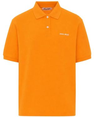 Miu Miu Embroidered-Logo Polo Shirt - Orange