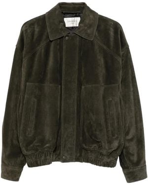 Saint Laurent Chaqueta Bómber De Ante Con Cremallera - Verde