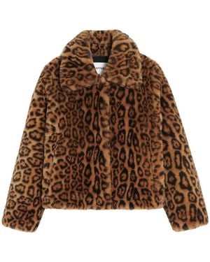 Apparis Leopard-Print Recycled Polyester Jacket - Brown