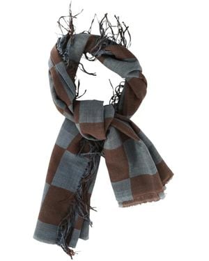Uma Wang Chequered Frayed Scarf - White