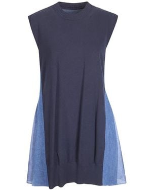 Sacai Denim Knit Mini Dress - Blue