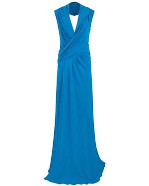 Alberta Ferretti Draped Open-Back Maxi Gown - Blue