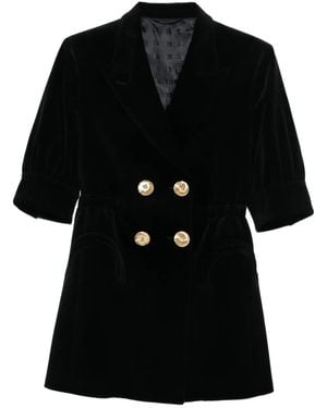Blazé Milano Velvet Double-Breasted Dress - Black