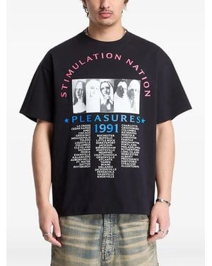 Pleasures Stimulation Nation Graphic-Print T-Shirt - Black
