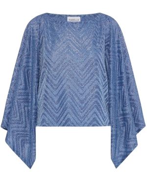 Marella ヘリンボーン ルレックスブラウス - ブルー