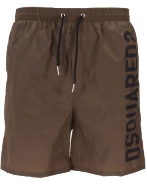 DSquared² Logo-Detail Swim Shorts - Brown
