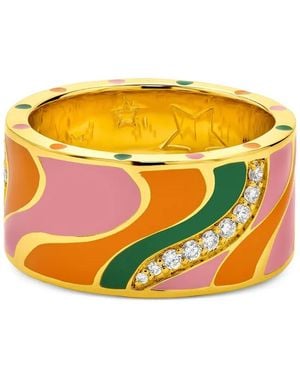 Buddha Mama Groovy Swirl Ring Mit Diamant Und Emaille - Orange