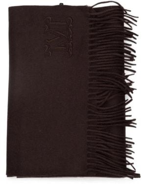 Max Mara Monogram Fringed Scarf - Black
