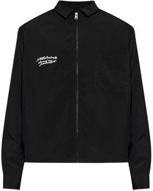 AllSaints Buck Embroidered-Logo Shirt Jacket - Black