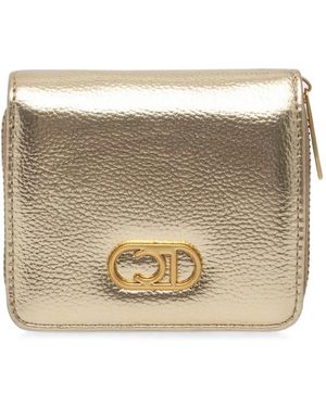 Lola Casademunt Logo-Plaque Metallic Wallet - Natural