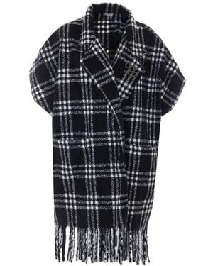 Liu Jo Check-Pattern Fringed Jacket - Black