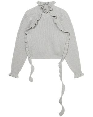 Blumarine Geraffter Pullover - Weiß