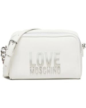 Love Moschino Logo-Plaque Shoulder Mini Bag - White