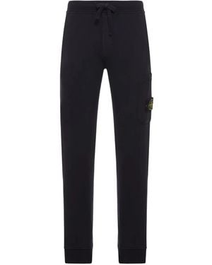 Stone Island Patch-Pocket Cotton Track Trousers - Blue
