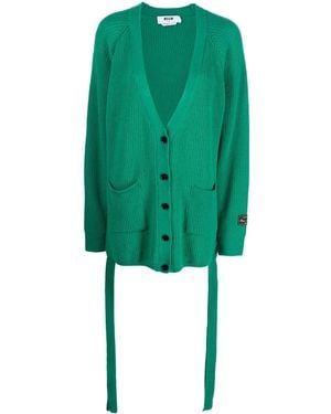 MSGM リブニット カーディガン - グリーン