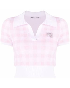 T By Alexander Wang Gingham-check Cropped Top - Pink