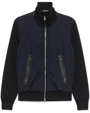 Tom Ford Zip Jacket With Ribbed Details - Blue