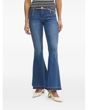 Fracomina Frayed Flared Cotton Jeans - Blue