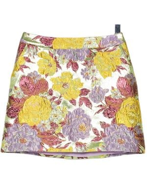 Elie Saab Floral-Brocade A-Line Skirt - Grey