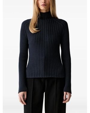 Marc O' Polo Ribbed-Knit High-Neck Jumper - Blue