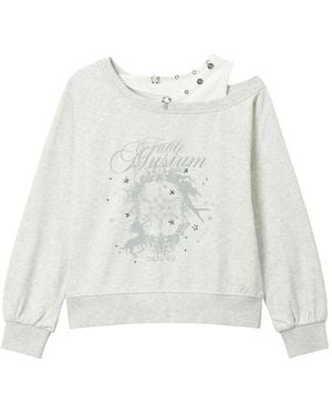 Musium Div. Pullover Im Layering-Look Mit Grafischem Print - Weiß