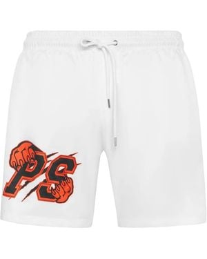 Philipp Plein Logo-Print Swim Shorts - White
