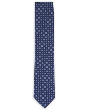 Eton Geometric-Print Silk Tie - Blue