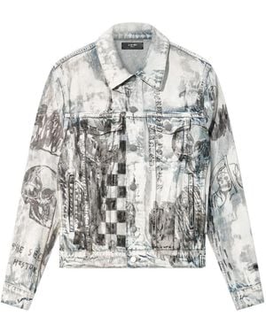 Amiri Wes Lang Sketch-Print Denim Jacket - White
