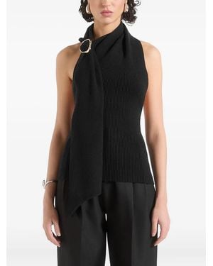 Manière De Voir Elodie Knitted Draped Halterneck Top - Black