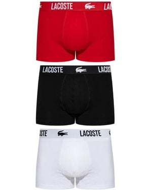Lacoste Set De Tres Bóxeres Con Logo En La Cinturilla - Rojo