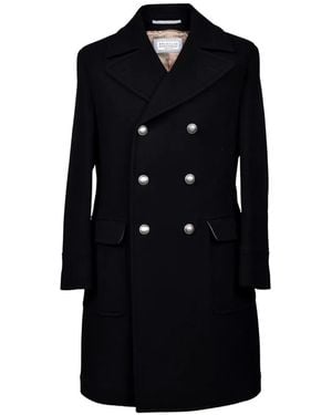Brunello Cucinelli Peak-Lapels Double-Breasted Overcoat - Black