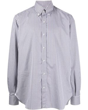 Luciano Barbera Check-Print Cotton Shirt - Blue