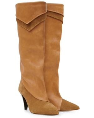Isabel Marant Lezra Pointed-Toe Panelled High Boots - Brown
